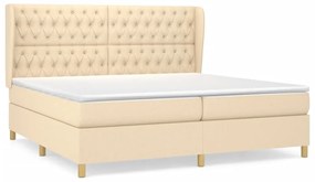 Κρεβάτι Boxspring με Στρώμα Κρεμ 200x200 εκ. Υφασμάτινο - Κρεμ