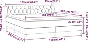 vidaXL Κρεβάτι Boxspring με Στρώμα Ροζ 160x200 εκ. Βελούδινο