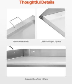 VEVOR 36x22 in Flat Top Griddle Stainless Steel Universal BBQ Grill Pan Cookware