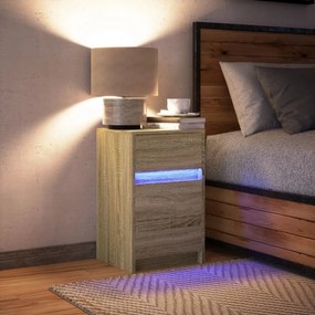 vidaXL Κομοδίνο με Φώτα LED Sonoma Δρυς Επεξεργασμένο Ξύλο