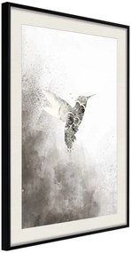 Αφίσα - Hummingbird in Shades of Grey - 30x45 - Μαύρο - Με πασπαρτού