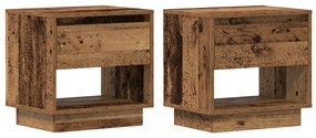 vidaXL Κομοδίνο 2 τεμάχια Παλιού Ξύλου 45x34x45 εκ Κατασκευασμένη Ξυλεία