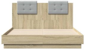 vidaXL Πλαίσιο Κρεβατιού με Κεφαλάρι &amp; LED Sonoma Δρυς 120x190 εκ.