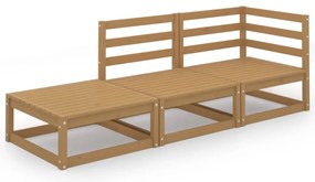 vidaXL Σαλόνι Κήπου Σετ 3 Τεμαχίων Καφέ Μελί από Μασίφ Ξύλο Πεύκου