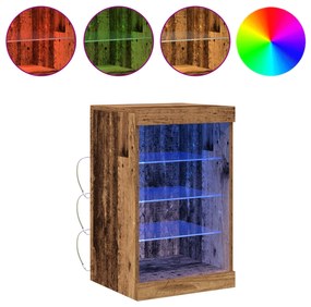 vidaXL Μπουφές με LED Φώτα Παλιού Ξύλου 41x37x67 εκ