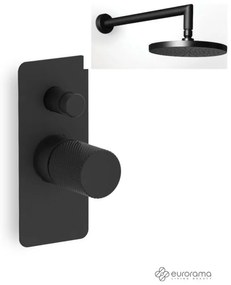 Eurorama Black Matt Ανακλινόμενη Κεφαλή Ø30εκ +Μίκτης εντοιχισμού 2 εξόδων