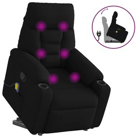 vidaXL Πολυθρόνα Μασάζ Ανακλινόμενη με Ανύψωση Μαύρη Υφασμάτινη