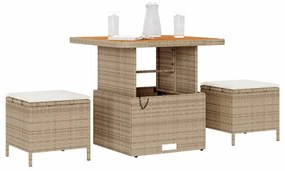 vidaXL Σέτ φαγητού για κήπο Μπεζ συνθετικό ρατάν