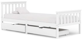 vidaXL Πλαίσιο Κρεβατιού με 2 Συρτάρια Λευκό 100 x 200 εκ. Ξύλο Πεύκου