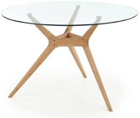 Τραπέζι Houston 1346, Ανοιχτό χρώμα ξύλου, 77cm, 38 kg, Επεξεργασμένο γυαλί, Ξύλο, Ξύλο: Δρυς | Epipla1.gr