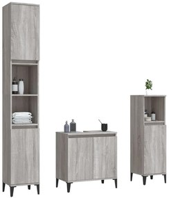 vidaXL Σετ Επίπλων Μπάνιου 3 Τεμαχίων Γκρι Sonoma Επεξεργασμένο Ξύλο