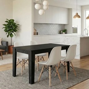 Σετ τραπεζαρία 5τμχ Darlen - Nova Megapap χρώμα sencron black - λευκό 125x72x74εκ.