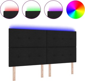vidaXL LED κεφαλάρι με LED ταινίες φωτός Μαύρο 180 cm ύφασμα