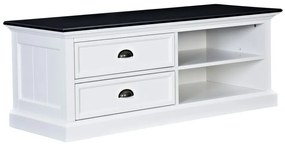 Τραπέζι Tv Ocean Delight C113, Άσπρο, Μαύρο, Αριθμός συρταριών: 2, 120x45x45cm | Epipla1.gr