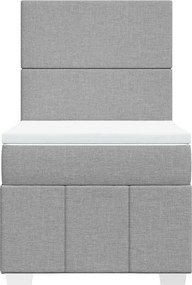 vidaXL Κρεβάτι Boxspring με Στρώμα Ανοιχτό Γκρι 80x200 εκ. Υφασμάτινο