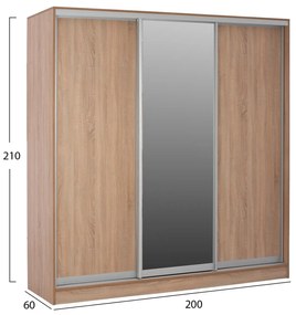 ΝΤΟΥΛΑΠΑ 3ΦΥΛΛΗ ΣΥΡΟΜΕΝΗ ΜΕ ΚΑΘΡΕΠΤΗ SONAMA OAK   200X60X210Υεκ