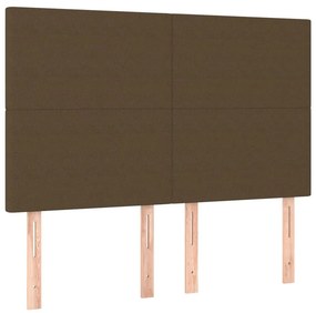 vidaXL Κρεβάτι Boxspring με Στρώμα &amp; LED Σκ.Καφέ 140x200 εκ Υφασμάτινο