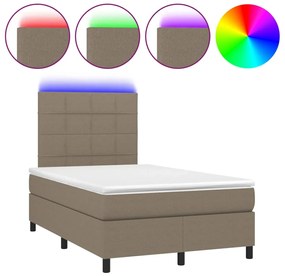 vidaXL Κρεβάτι Boxspring με Στρώμα &amp; LED Taupe 120x200 εκ. Υφασμάτινο