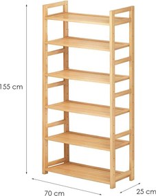 Βιβλιοθήκη Nextdeco από μπαμπού 6 επιπέδων Υ155x70x25εκ.