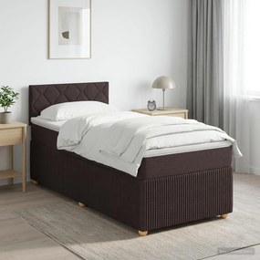 vidaXL Κρεβάτι box spring με στρώμα Σκούρο Καφέ 90 x 190 cm Ύφασμα