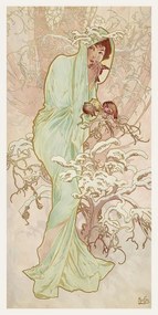 Αναπαραγωγή The Seasons: Winter (Art Nouveau Portrait) - Alphonse Mucha