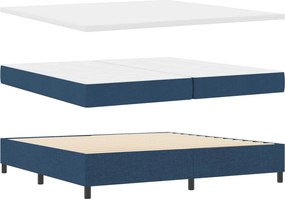 vidaXL LED Κρεβάτι με βάθρο με κεφαλάρι Μπλε 200 x 200 cm ύφασμα