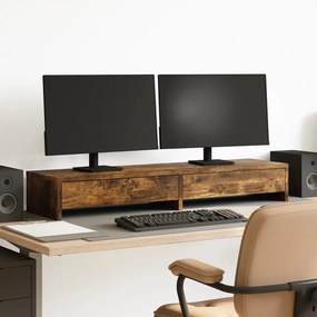 vidaXL Βάση Οθόνης με Συρτάρια Καπνιστή Δρυς 100x27x15εκ Επεξεργ. Ξύλο
