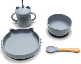 SILICONE FEEDING SET 4PCS NATURAL GREY