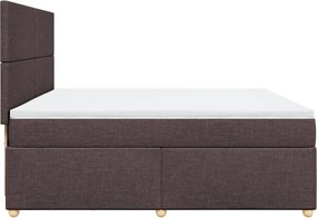 vidaXL Κρεβάτι Boxspring με Στρώμα Σκούρο Καφέ 200x200 εκ. Υφασμάτινο