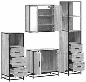 vidaXL Σετ Επίπλων Μπάνιου 4 Τεμαχίων Γκρι Sonoma Επεξεργασμένο Ξύλο