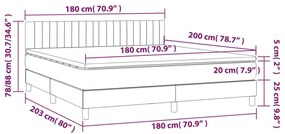 vidaXL Κρεβάτι Boxspring με Στρώμα Μπλε 180x200 εκ. Υφασμάτινο