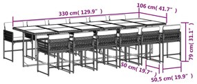 vidaXL Σετ Τραπεζαρίας Κήπου 13τεμ Μικτό Μπεζ Συνθ. Ρατάν με Μαξιλάρια