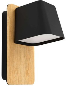 Φωτιστικό Τοίχου - Απλίκα Ruscio 390009 14x25,5cm 1xE27 40W Black-Brown Eglo Steel,Wood