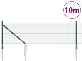 vidaXL Συγκολλητός Φράχτης με 7 αιχμές Πράσινος 0.8x10 μ Ατσάλι