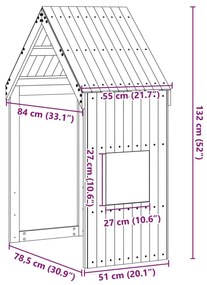 Οροφή Κρεβατιού Παιδική 55x84x132 εκ. από Μασίφ Ξύλο Πεύκου - Καφέ