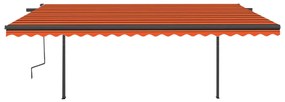 vidaXL Τέντα Συρόμενη Αυτόματη με Στύλους Πορτοκαλί / Καφέ 5 x 3 μ.