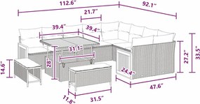vidaXL Σετ Καναπέ Κήπου με μαξιλάρι 12 pcs Μαύρο