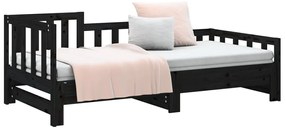vidaXL Καναπές Κρεβάτι Συρόμενος Μαύρος 2x(90x190) εκ. από Μασίφ Πεύκο