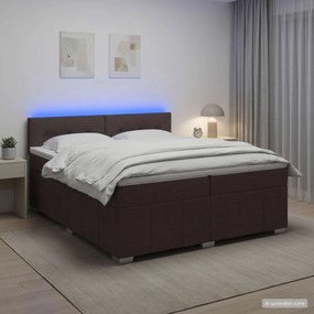 vidaXL Κρεβάτι box spring με στρώμα Σκούρο Καφέ 200 x 200 cm Ύφασμα