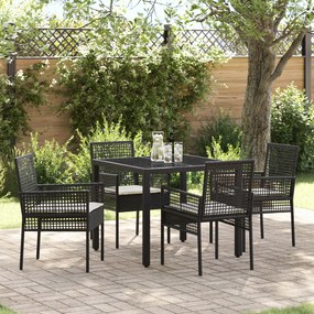 vidaXL Σέτ φαγητού για κήπο 5 pcs Μαύρο 90 x 90 x 75 cm