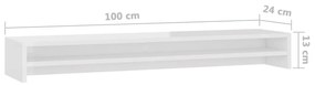 vidaXL Βάση Οθονών Γυαλιστερό Λευκό 100 x 24 x 13 εκ. από Επεξ. Ξύλο