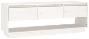 vidaXL Έπιπλο Τηλεόρασης Λευκό 110,5x34x40 εκ. από Μασίφ Ξύλο Πεύκου