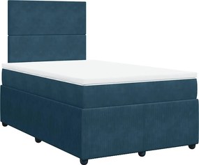 vidaXL Κρεβάτι Boxspring με Στρώμα Μπλε 120x190 εκ. Βελούδινο