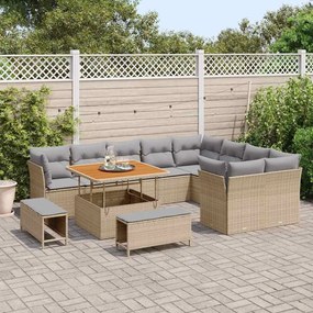 vidaXL Σετ Καναπέ Κήπου 12 pcs μπεζ και ανοιχτό γκρι 100 x 100 x 71 cm