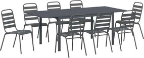 vidaXL Σέτ φαγητού για κήπο 9 pcs Ανθρακί Ατσάλι με Πούδρα