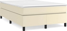 vidaXL Κρεβάτι Boxspring με Στρώμα Κρεμ 120x200εκ. από Συνθετικό Δέρμα