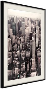 Αφίσα - New York from a Bird's Eye View - 40x60 - Μαύρο - Με πασπαρτού