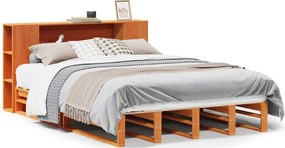 vidaXL Κρεβάτι Βιβλιοθήκη Χωρίς Στρώμα Καφέ 140x200 εκ Μασίφ Πεύκο