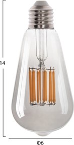 ΛΑΜΠΤΗΡΑΣ HM4189.03 LED FILAMENT 12W E27 2700K SMOKE