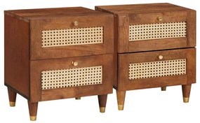 vidaXL Κομοδίνα με συρτάρι 2 pcs 40 x 33.5 x 46 εκ